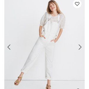 White Straight-Leg Overalls